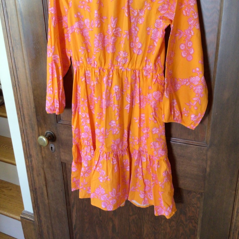 J Crew Tiered Fit and Flare Dress in Bright Orange/Pink Floral sz 8 NWT - Picture 8 of 8